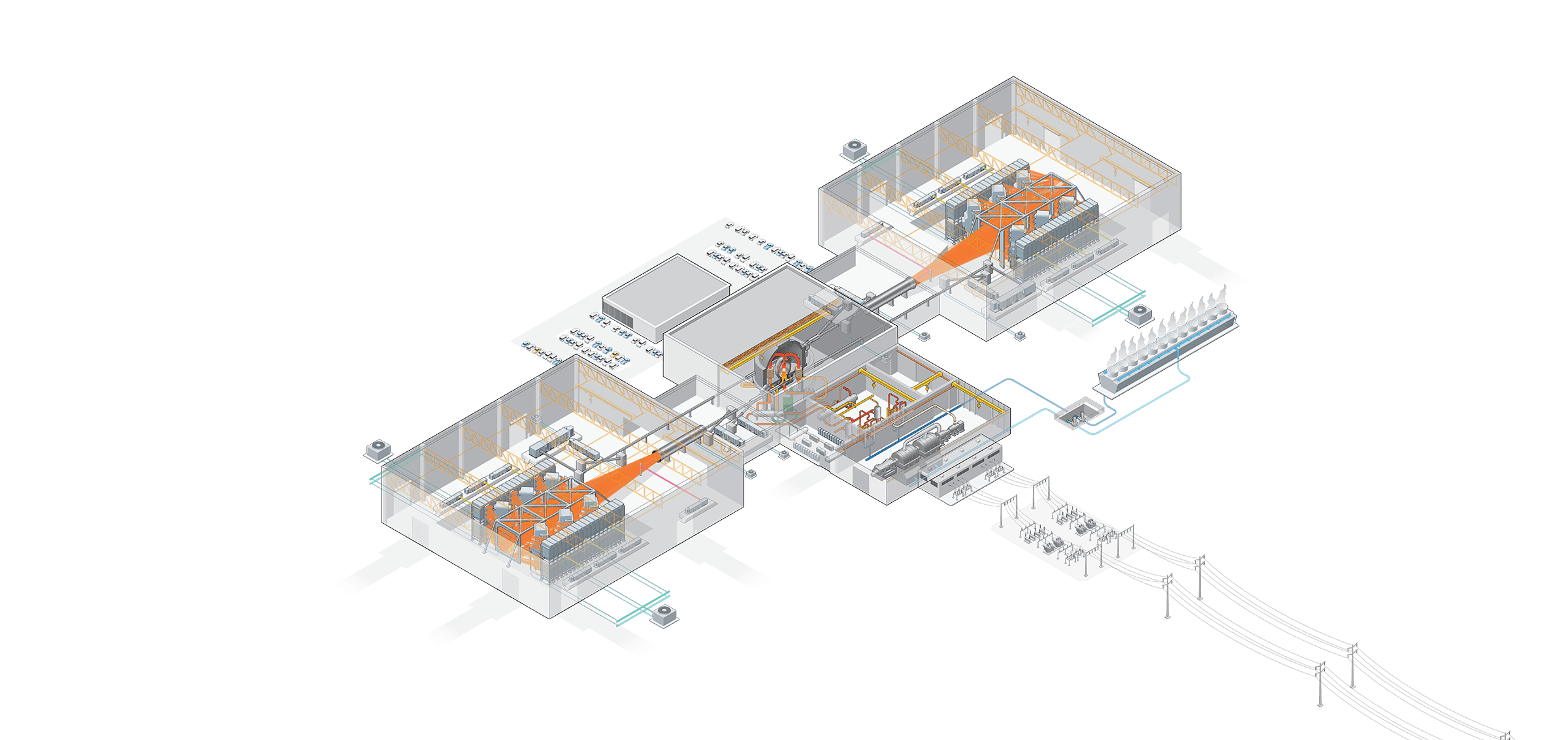 Rendering of Athena, Xcimer’s planned commercial laser fusion power plant.